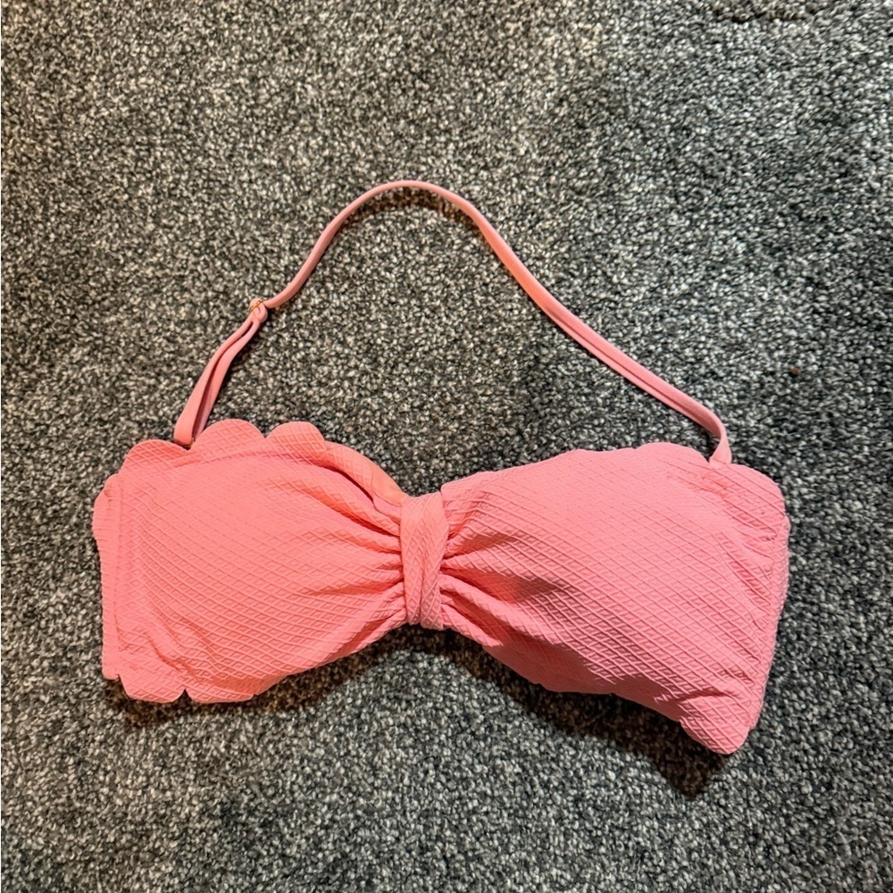 Pink Scalloped Bandeau Bikini Top